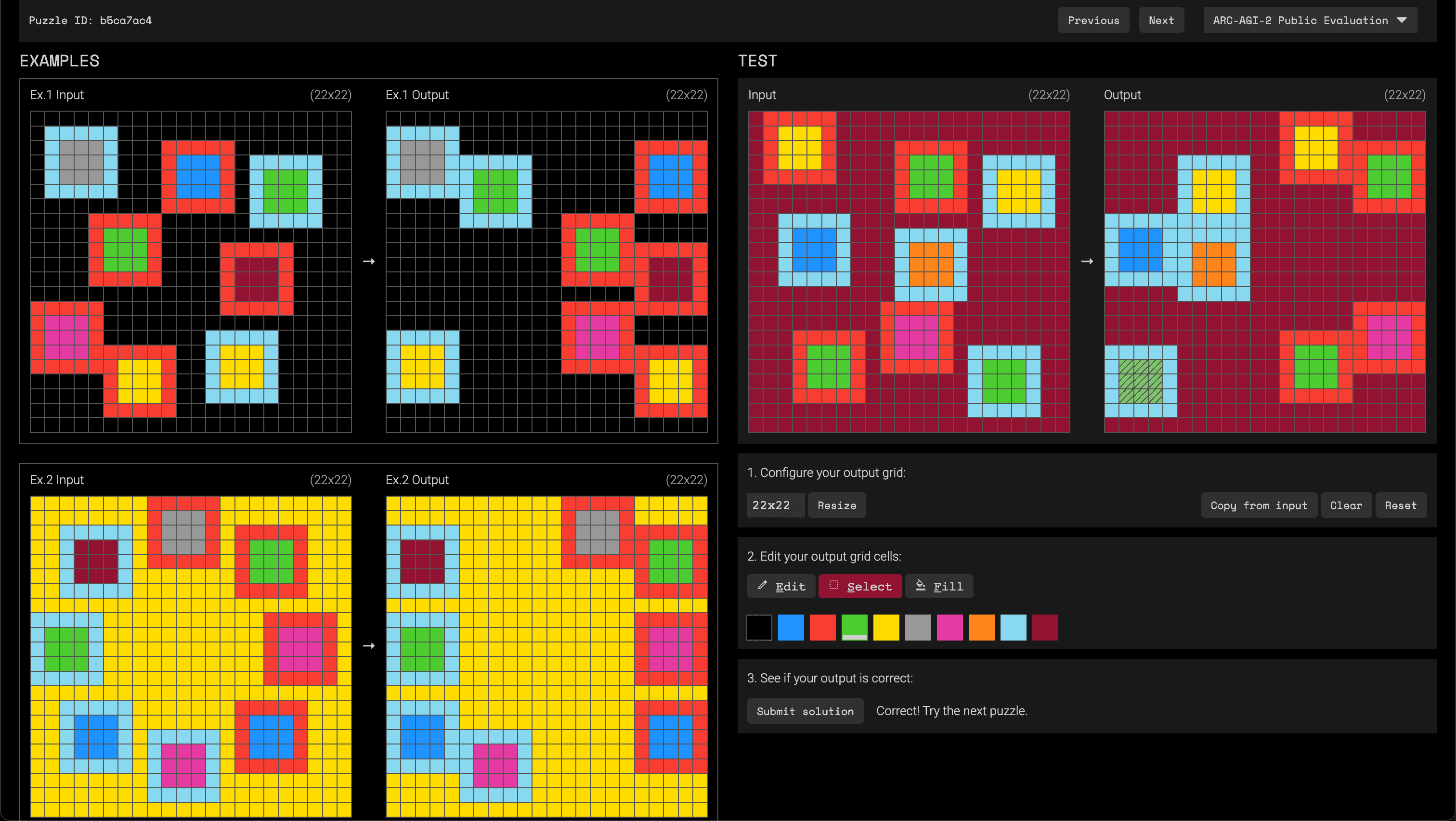 ARC-AGI puzzle solve